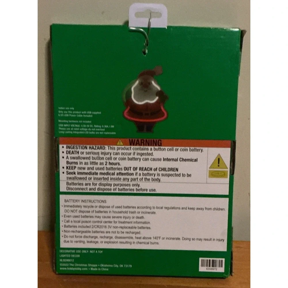 The Christmas Shoppe LED Neon Santa Wall Light, New In‎ Box